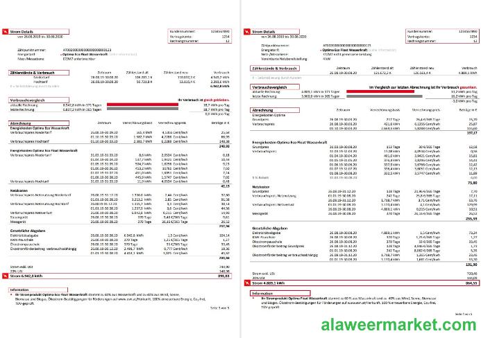 Austria EVN electricity utility bill 5 pages 3 4
